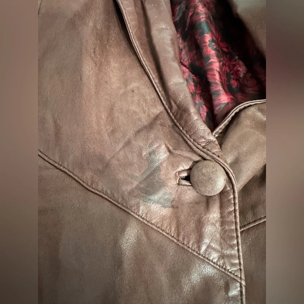 JF J. Ferrar Leather Trench Coat Brownish Red Vintage 80s 90s Large SEE NOTE